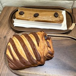 VG Pâtisserie - Coffee eclair (top), pain chocolat praline (bottom)
