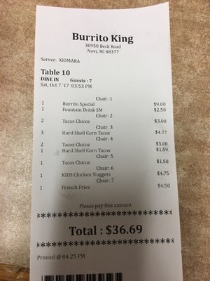 Menu photo 8 Burrito King Novi, MI