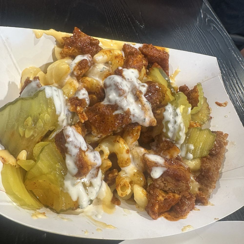 Biscuit - Nashville Mac and Cheese with crispy chicken, ranch and pickles. Just perfect. - Breakfast & Brunch Near Me - Richland, Washington Biscuit - Nashville Mac and Cheese with crispy chicken, ranch and pickles. Just perfect. - Breakfast & Brunch Near Me - Richland, Washington