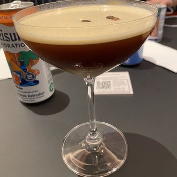 Sapphire Lounge - Expresso Martini with Leisure can in the back. - Airport Lounges Near Me - Phoenix, Arizona