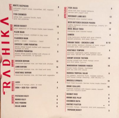 Menu photo 8 Radhika Modern Indian South Pasadena, CA Menu photo 8 Radhika Modern Indian South Pasadena, CA