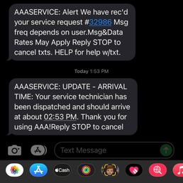 Told AAA that their driver would arrive at 2:53 pm. At 3:40 pm, they said they wouldn't arrive for another 45 minutes at least.
