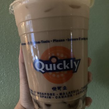 Quickly - XL Hokkaido milk tea with coffee jelly - Coffee & Tea Near Me - West Covina, California