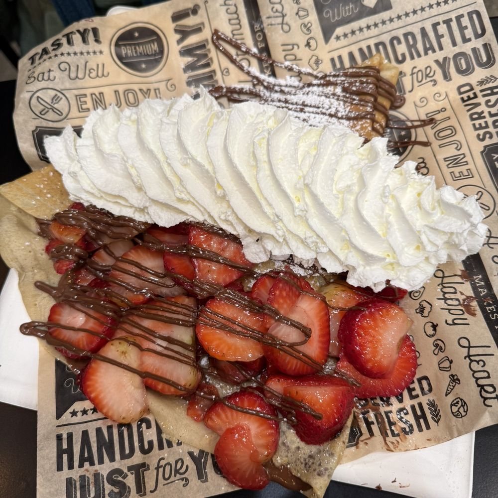 Nutella and strawberry crepe.
