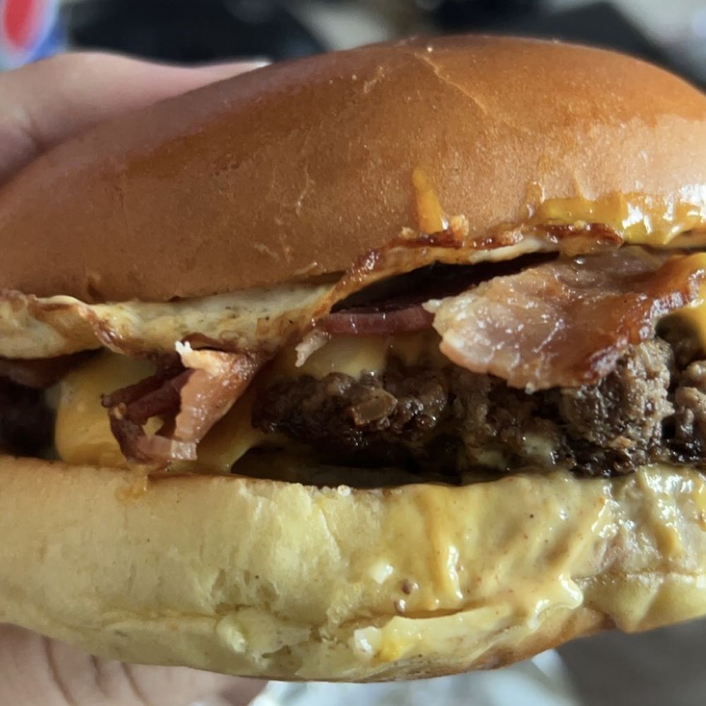 Onion Ring Burger with Egg (I smooshed it together, so you don't see Onion Ring)