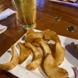 Beer and homemade fries Beer and homemade fries