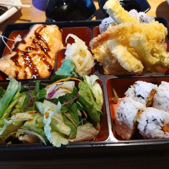 Sams Sushi - Salmon Teriyaki with Tempura Vegetables - Sushi Bars Near Me - La Quinta, California