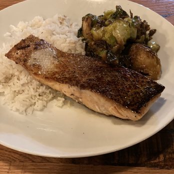The Mixer - Crispy skin salmon with coconut rice & coconut brussel sprouts - New American Near Me - Hopkinsville, Kentucky The Mixer - Crispy skin salmon with coconut rice & coconut brussel sprouts - New American Near Me - Hopkinsville, Kentucky