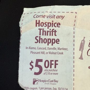 Hospice Thrift Shoppes - Coupon does NOT mention that it can't be used on sale items! - Thrift Stores Near Me - Pleasant Hill, California Hospice Thrift Shoppes - Coupon does NOT mention that it can't be used on sale items! - Thrift Stores Near Me - Pleasant Hill, California