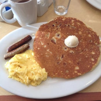 First Watch - Eggs with cheese, turkey sausage, pecan pancake, and hot cocoa. - Breakfast & Brunch Near Me - University Heights, Ohio First Watch - Eggs with cheese, turkey sausage, pecan pancake, and hot cocoa. - Breakfast & Brunch Near Me - University Heights, Ohio