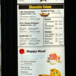 McDonald's - Shareable menu