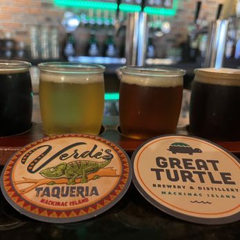 Great Turtle Brewery and Distillery - My flight of beers. - Distilleries Near Me - Mackinac Island, Michigan