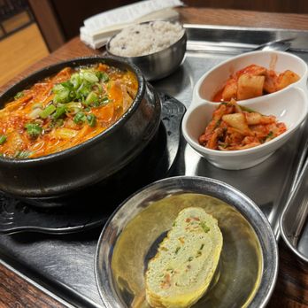 Ajumma Kimbob Deli - Army Stew, Rolled Egg, Kimchi, Rice - Korean Near Me - Carrollton, Texas