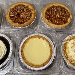 Pie King Cafe - Apple, pecan, bourbon chocolate pecan, rum pecan, chocolate mousse, key lime, and coconut cream