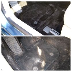 Attention2Detail - Driver's seat floor before and after a carpet extraction.