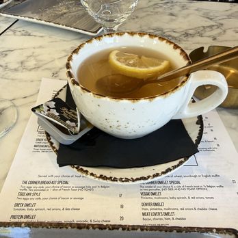 The Corner - My hot water with lemon and honey. Look at the cup it's Soo beautiful - Breakfast & Brunch Near Me - Glendale, California