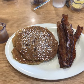 Eggs Up Grill - Sweet Potato Pecan Pancakes with a side of bacon - Breakfast & Brunch Near Me - Myrtle Beach, South Carolina Eggs Up Grill - Sweet Potato Pecan Pancakes with a side of bacon - Breakfast & Brunch Near Me - Myrtle Beach, South Carolina