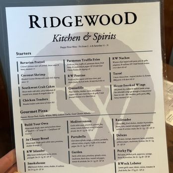Ridgewood Kitchen & Spirits - Menu - New American Near Me - Concord, Ohio Ridgewood Kitchen & Spirits - Menu - New American Near Me - Concord, Ohio