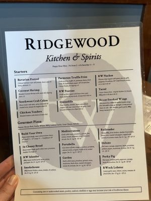 Menu photo 1 Ridgewood Kitchen & Spirits Concord, OH Menu photo 1 Ridgewood Kitchen & Spirits Concord, OH