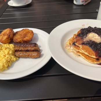 Rusk Kitchen & Bar - Pancakes, scrambled eggs, potatoes, and sausage - Cocktail Bars Near Me - Cincinnati, Ohio