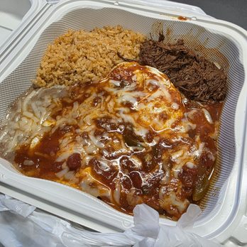 Ranch Coffee Chuck Wagon - Huevos(eggs) rancheros with beef Colorado, rice and beans. - Food Trucks Near Me - Stockton, California