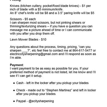Electric City Sharpening - Pricing and Payment Info - Knife Sharpening Near Me Electric City Sharpening - Pricing and Payment Info - Knife Sharpening Near Me