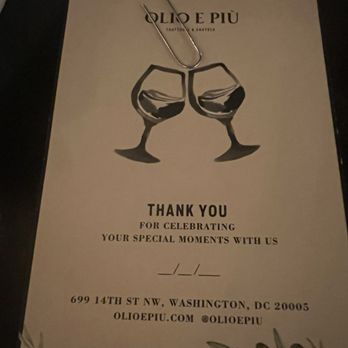 Olio e Più - Thank you note - Pizza Near Me - Washington, DC, District of Columbia Olio e Più - Thank you note - Pizza Near Me - Washington, DC, District of Columbia