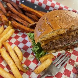 I don't remember the name of this burger but it had pulled pork on it! And the mixed fries!
