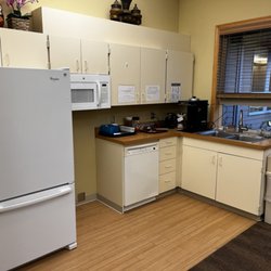 The kitchen in the family room, one of two in the facility