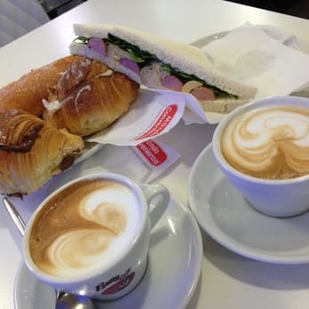 La Colonna - Two cappuccino, croissiant with chocolate and an artichoke & sausage sandwich - Bars Near Me - Rome, RM