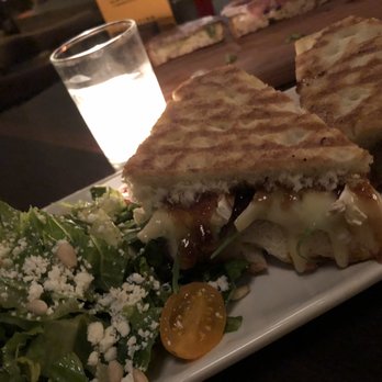 Postino Broadway - Brie Cheese Prosciutto Panini with Romaine Feta Cheese and Walnuts salad! - Wine Bars Near Me - Denver, Colorado Postino Broadway - Brie Cheese Prosciutto Panini with Romaine Feta Cheese and Walnuts salad! - Wine Bars Near Me - Denver, Colorado