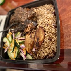 Island Taste Caribbean Grill - Bolt (Jerk Chicken) and Jamrock (Oxtail) with salad