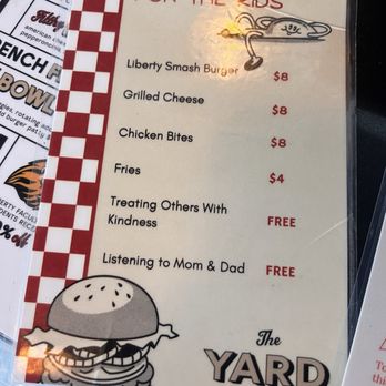The Yard - Kids Menu (so sweet) - Cocktail Bars Near Me - Brentwood, California