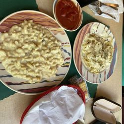 Alamo Restaurant - 6/15/24 Mac n cheese- stewed tomatoes, Alfredo and bread