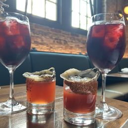 Oyster shooters and sangria