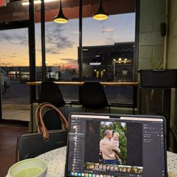Fulfilled Coffee Lab - View of the sunset from my table
