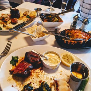 Carlo & Johnny - Surf n turf with bearnaise and sides of mac n cheese, mashed potatoes, and brussel sprouts - Steakhouses Near Me - Cincinnati, Ohio Carlo & Johnny - Surf n turf with bearnaise and sides of mac n cheese, mashed potatoes, and brussel sprouts - Steakhouses Near Me - Cincinnati, Ohio