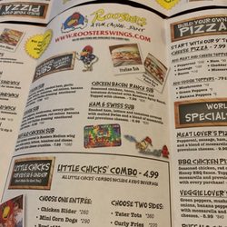 Roosters - Part of the menu