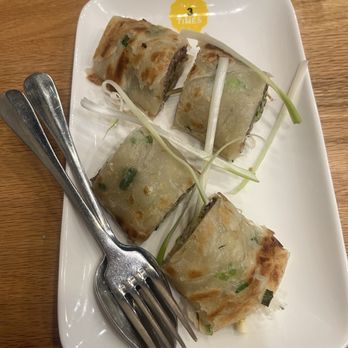3 Times - C4. Scallion Pancake wrapped w. pot-stewed beef - Dim Sum Near Me - New York, New York 3 Times - C4. Scallion Pancake wrapped w. pot-stewed beef - Dim Sum Near Me - New York, New York