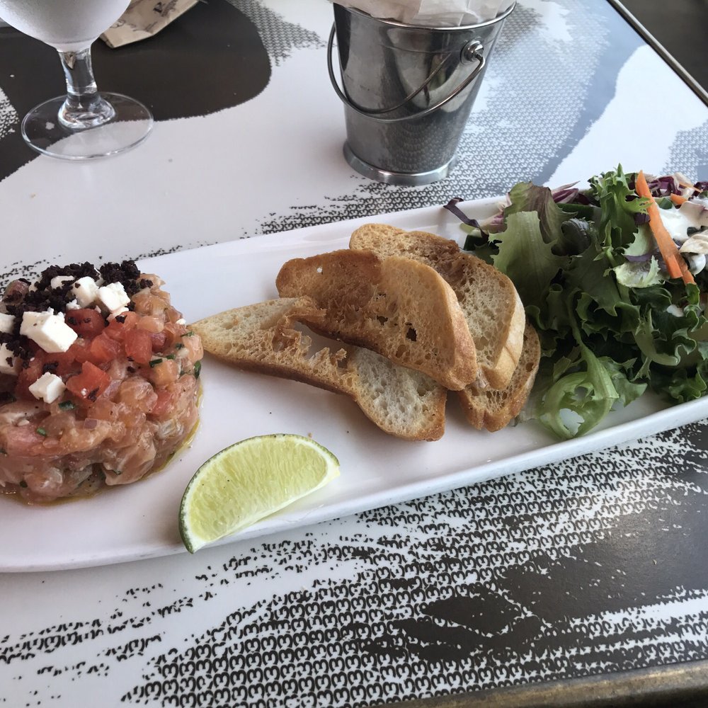 Paris Grill - Salmon tartare with feta and a little side salad. Also came with fries which were very good - French Near Me - Quebec City, Quebec Paris Grill - Salmon tartare with feta and a little side salad. Also came with fries which were very good - French Near Me - Quebec City, Quebec
