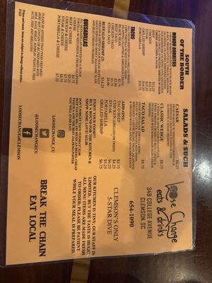 Menu photo 1 Loose Change Clemson, SC
