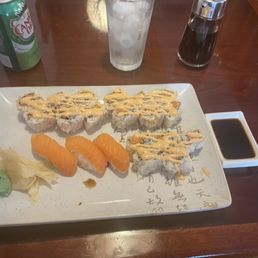 a plate of sushi on a table a plate of sushi on a table