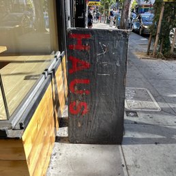 Exterior outside entrance of Haus Coffee - The only sign they have outside. - San Francisco, California Exterior outside entrance of Haus Coffee - The only sign they have outside. - San Francisco, California