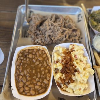 Longleaf Swine BBQ - Baked beans, Pimento Mac & cheese, pulled pork - Southern Near Me - Raleigh, North Carolina