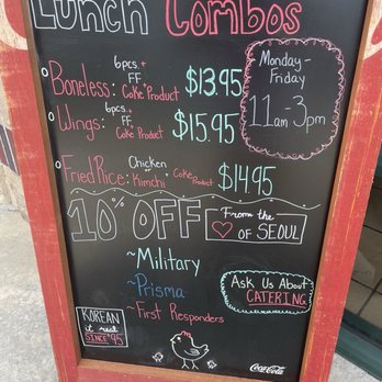 bb.q Chicken - A menu is posted inside and a lunch menu board outside - Korean Near Me - Greenville, South Carolina bb.q Chicken - A menu is posted inside and a lunch menu board outside - Korean Near Me - Greenville, South Carolina