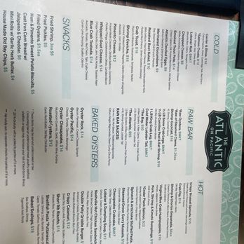 The Atlantic - Regular menu - Seafood Near Me - Virginia Beach, Virginia The Atlantic - Regular menu - Seafood Near Me - Virginia Beach, Virginia
