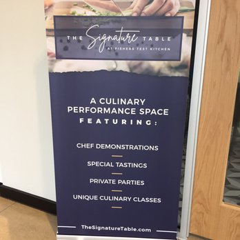 Fishers Test Kitchen - Sign explaining the culinary performance space - Food Court Near Me - Fishers, Indiana
