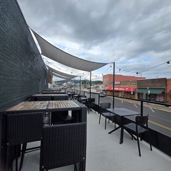 The Ouachitas - Upper level outdoor seating - Coffee Roasteries Near Me - Mena, Arkansas