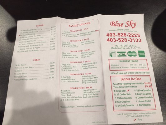 Menu photo 2 Blue Sky Restaurant Medicine Hat, AB Menu photo 2 Blue Sky Restaurant Medicine Hat, AB