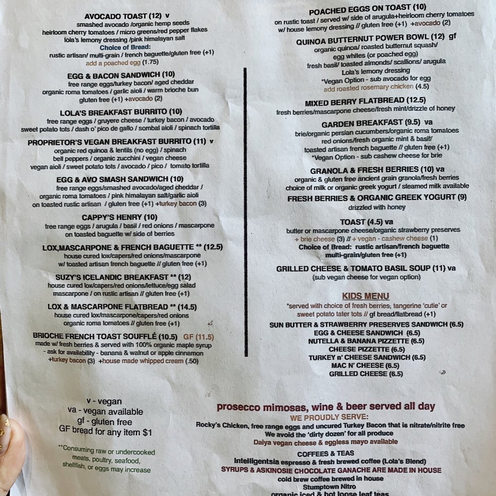 Lola's Cafe - Breakfast menu - Coffee & Tea Near Me - Ladera Ranch, California